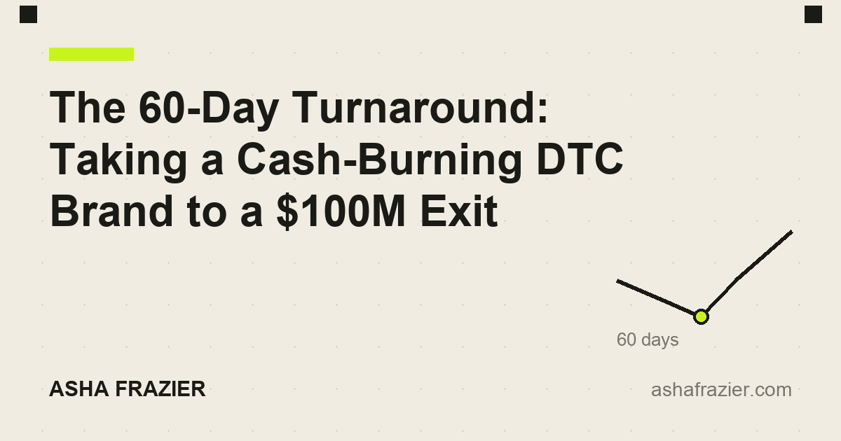 The 60-Day Turnaround: Taking a Cash-Burning DTC Brand to a $100M Exit